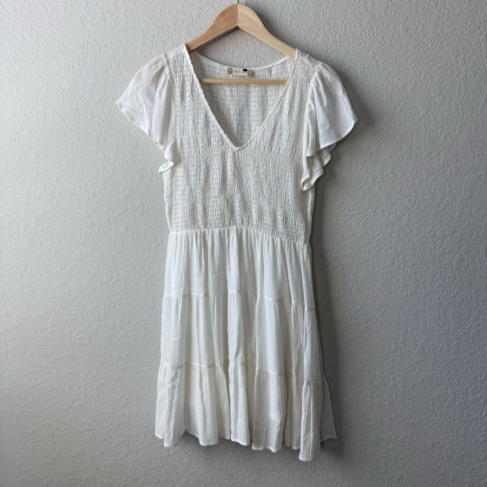 Altar'd‎ State White Flutter Sleeve Mini Dress